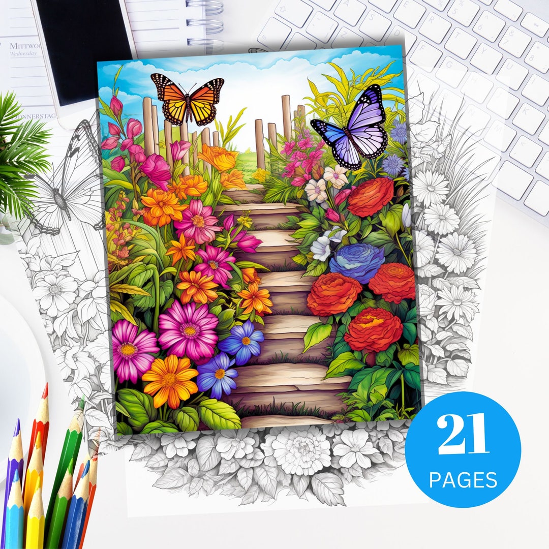 21 Butterfly Garden Coloring Pages Flower Coloring Pages Butterfly