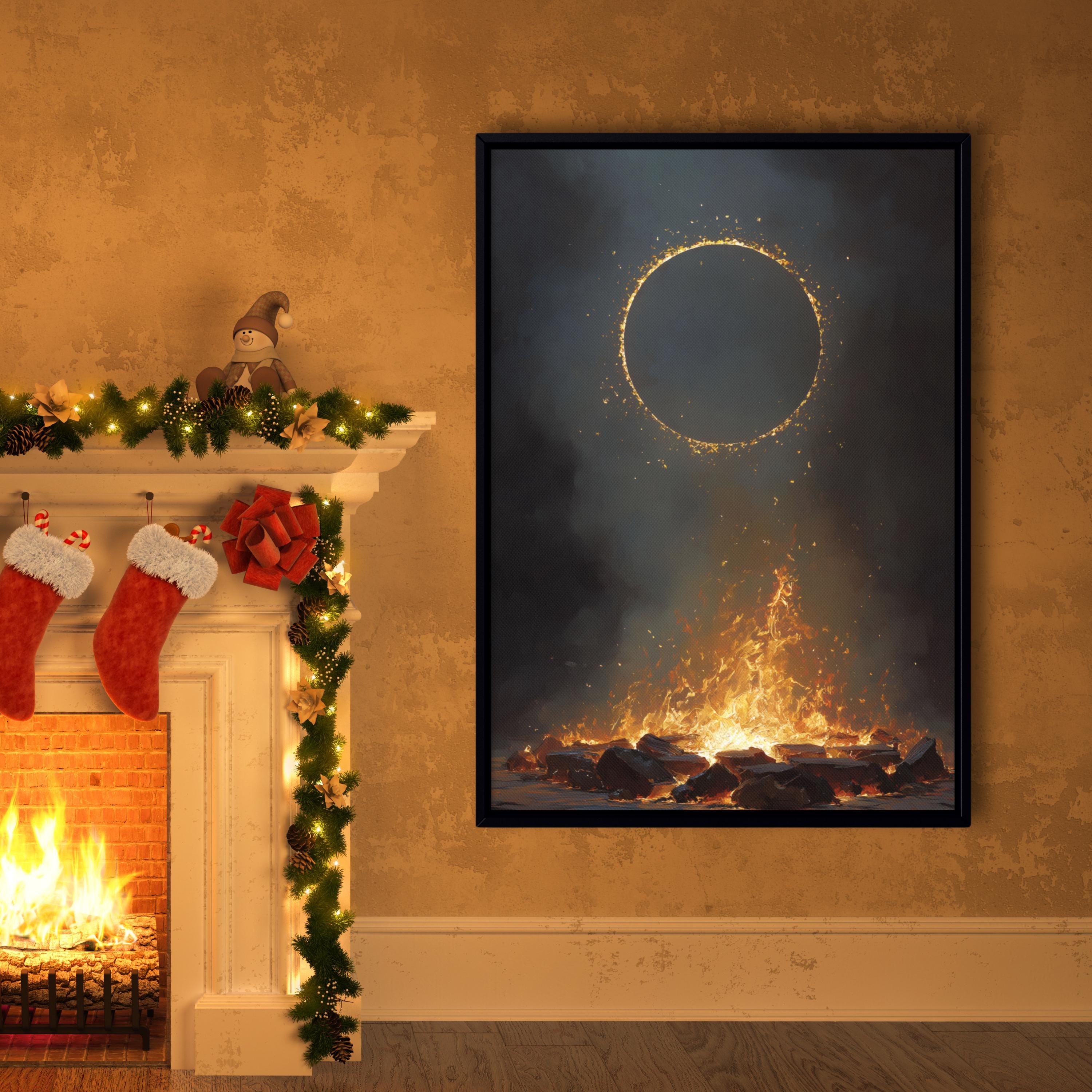 Fireplace Wall Art – Wall Art for Fireplace Mantel, Ember Portal