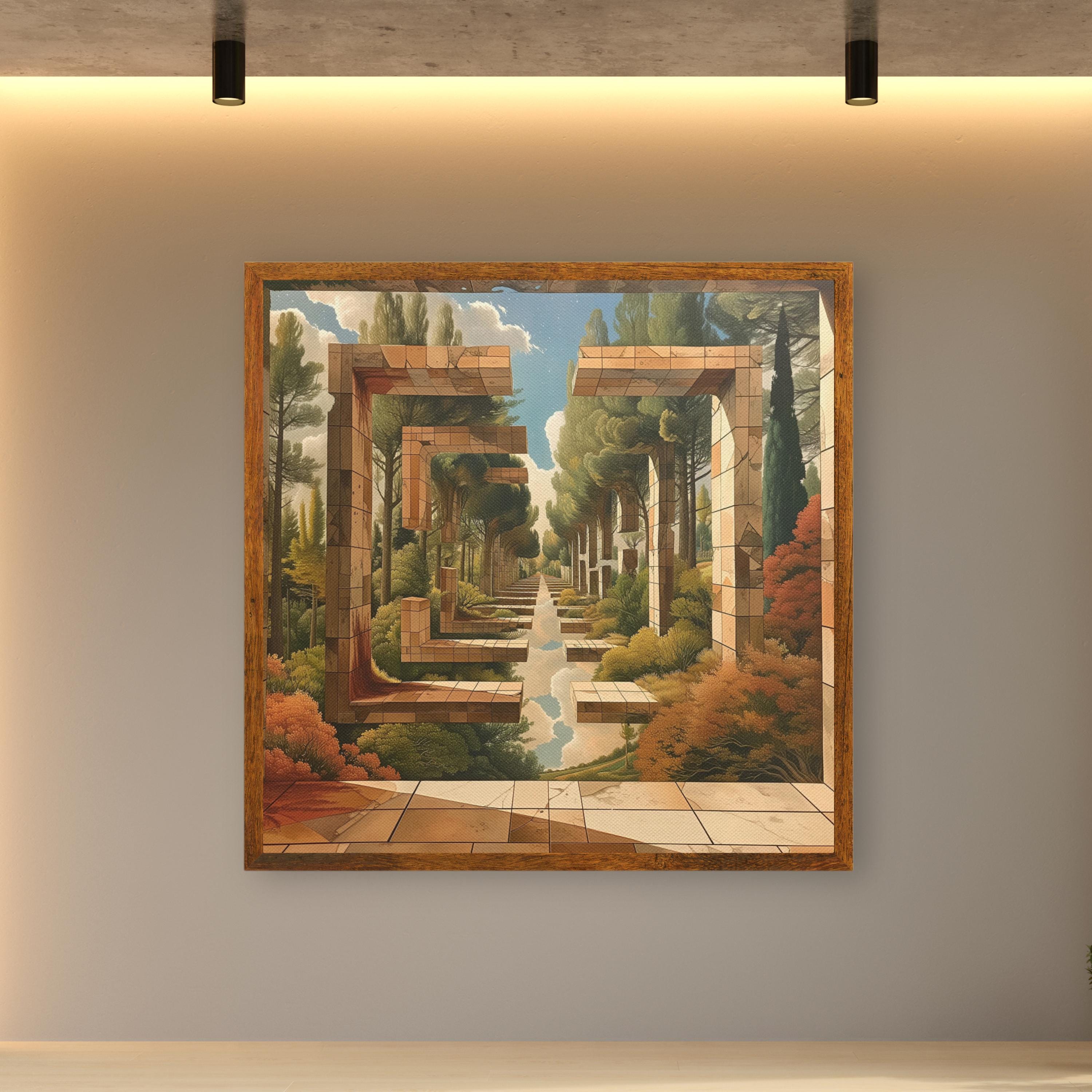 Optical Illusion Wall Art | Fractal Sacred Geometry Canvas Print – Zen Spiritual Decor for Calm, Mind-Bending Interiors