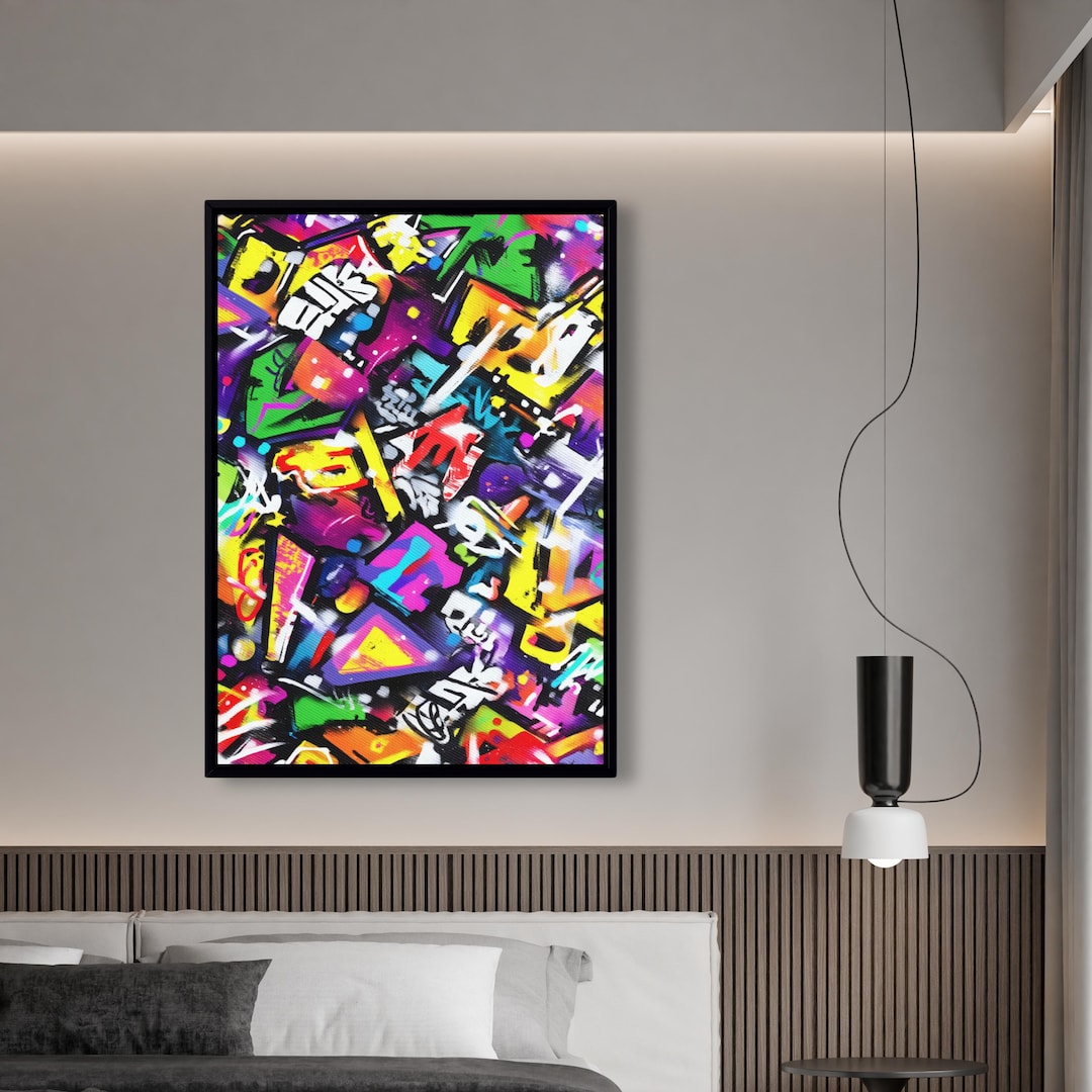 Colorful Abstract Graffiti Wall Art – Hypebeast Dopamine Decor Canvas ...
