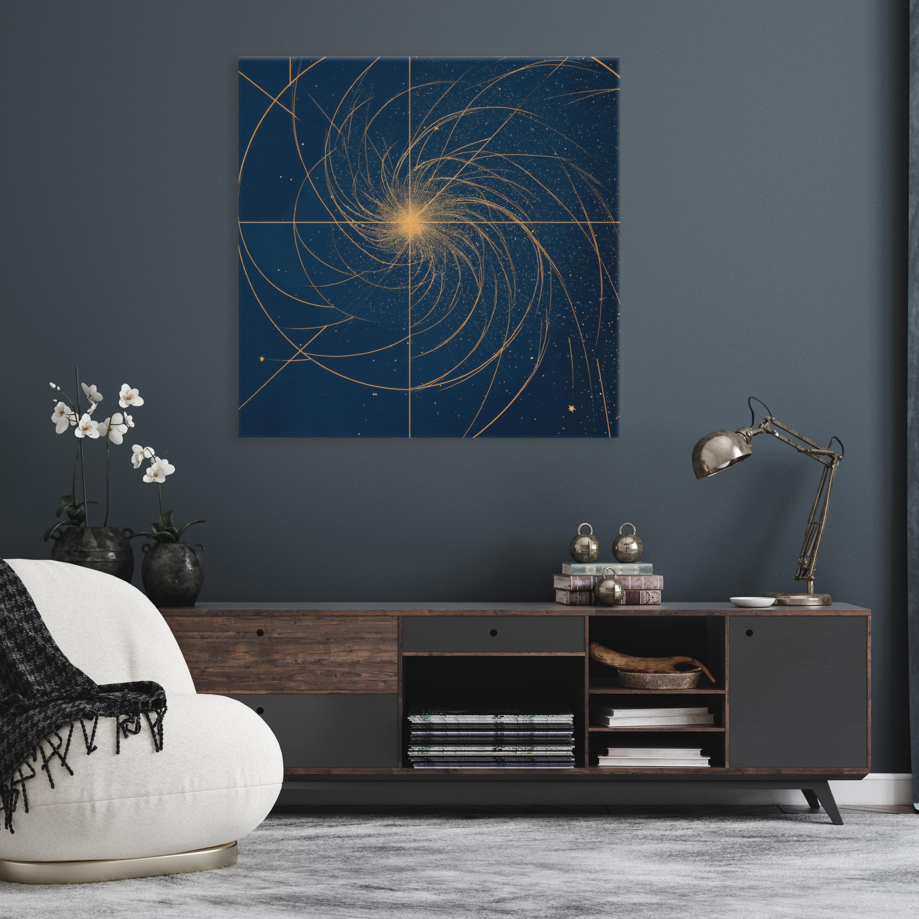 Sacred Geometry Wall Art — Golden Ratio Spiral in Gold on Midnight Navy ...