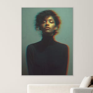 Glitch Portrait Canvas – Surreal Woman RGB Shift Print