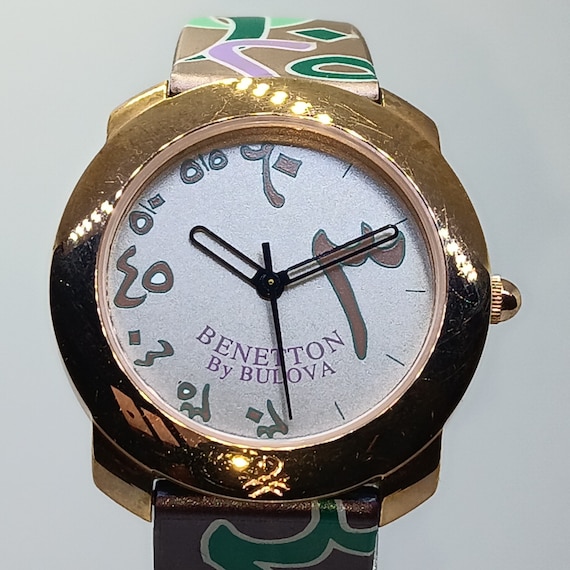 希少 80's フランス製 ヴィンテージ Benetton Bulova 置時計 希少 80's