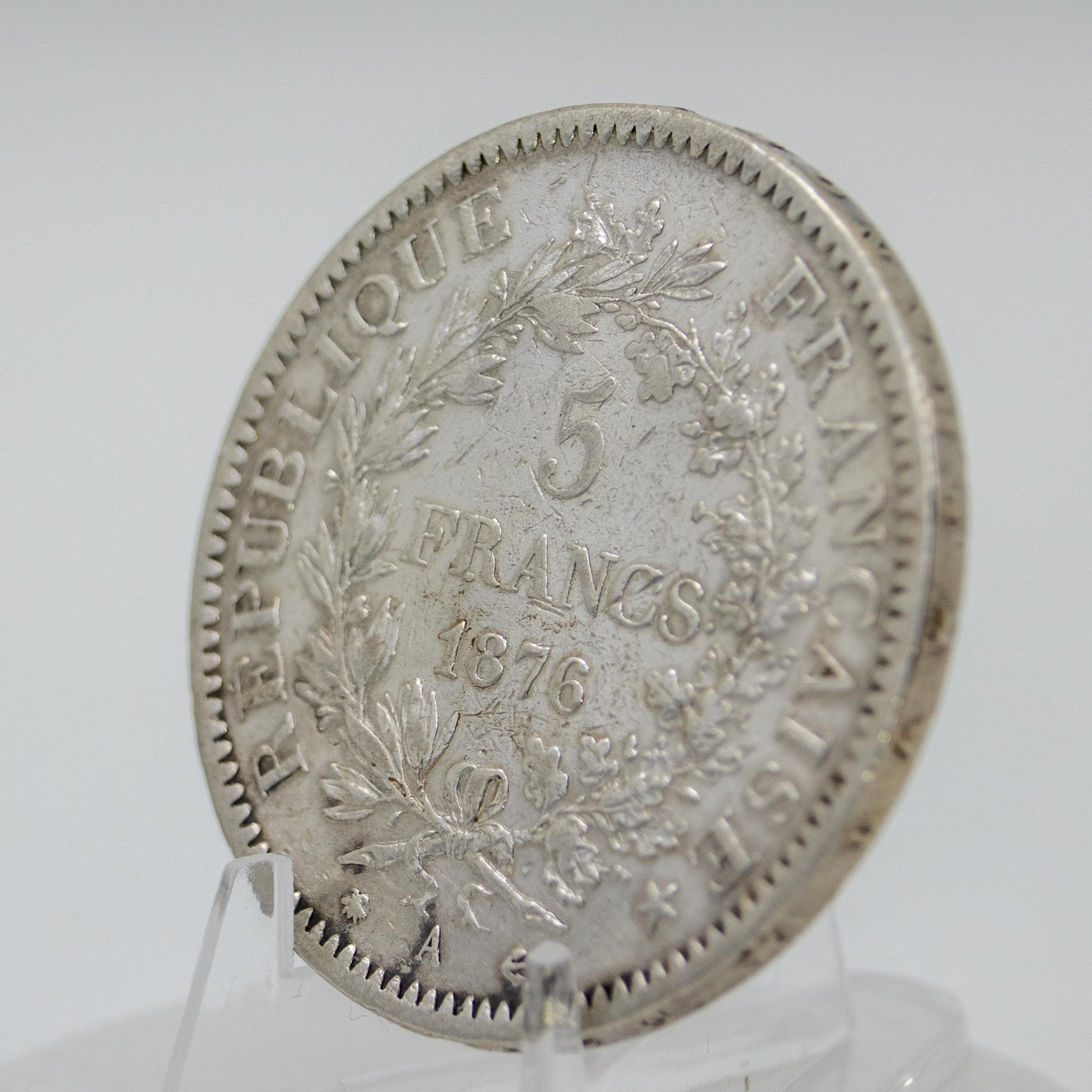 Rare 5 Francs Coin From 1876 – French Historical Silver Coin - Etsy