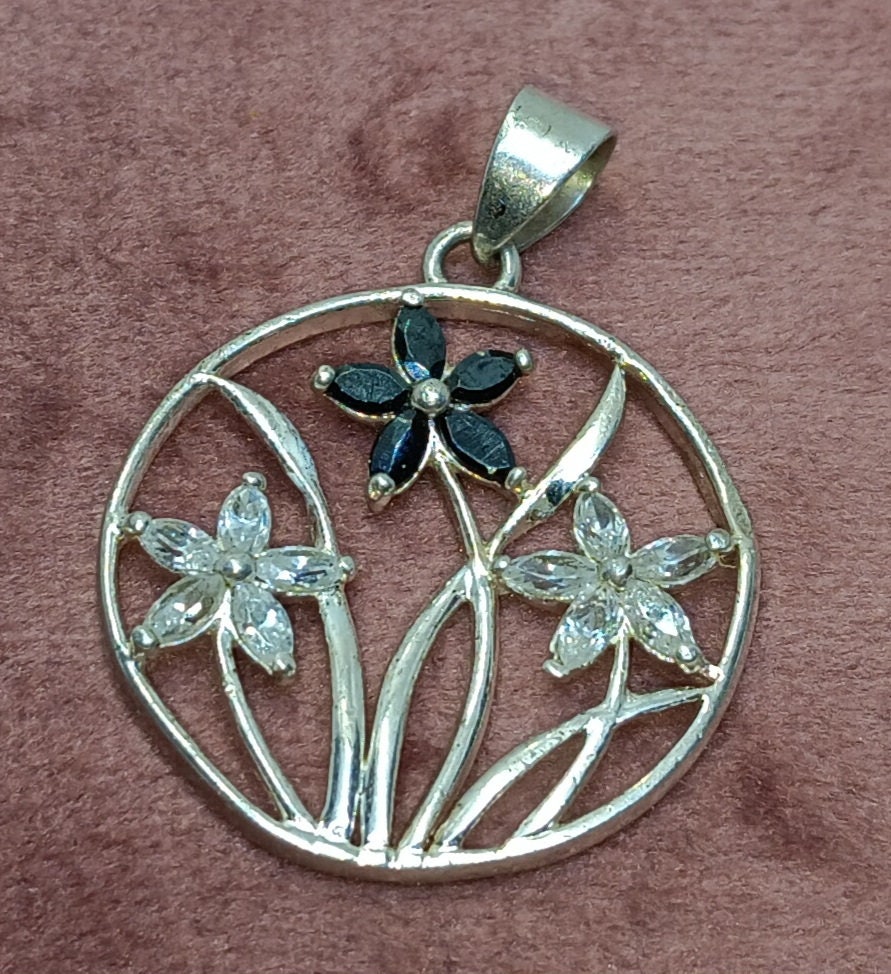 Handmade Silver Necklace Pendant | Sapphire & Zirconia