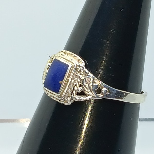 Ring met kunstmatige Lapis Lazuli Ontdek oude Stijl