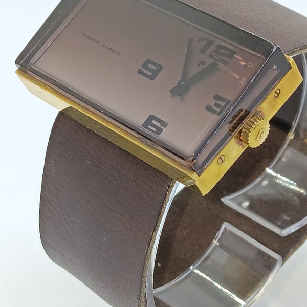 Vintage 1970s Pierre Cardin Watch | Jaeger movement | Smoky Glass | Nubuck Strap