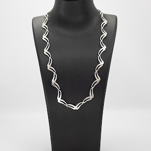 Modern zilveren collier 925 met golfschakels 45 cm