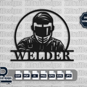 Welder metal sign DXF, Welder metal wall art SVG, Welding wall decor, Welder workshop sign SVG, Wall hangings, monogram, Ai, Pdf, Eps, Png