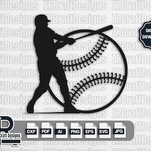 Baseball Metal Sign template, Baseball SVG DXF File, Baseball Laser cut Template , Glowforge , Cricut , Baseball silhouette , Plasma Cut