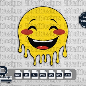 Cute Funny Melting Emoji SVG, Smiley face svg, Dropping Smiley face, Melting face svg, Happy smiley, Tripping face, Emoji melting, Ai, pdf,