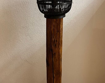 Reclaimed wood beam floor lamp