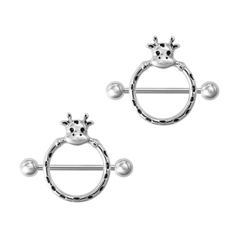 Stainless Steel Cow Nipple Ring, Nipple Piercing, Nipple Jewelry, Nipple Barbell, Barbell