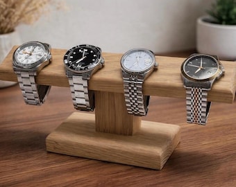 White Oak Watch Stand – Minimalist Wooden Watch Holder Display – Desk Organizer