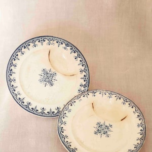 Pair of French Antique Clairefontaine Asparagus Plates