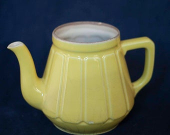 French Vintage Antique Yellow Pot with Spout