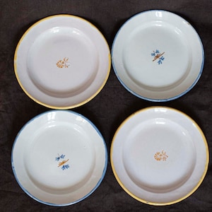 Set of Four French Antique Faiencerie de Varages Plates