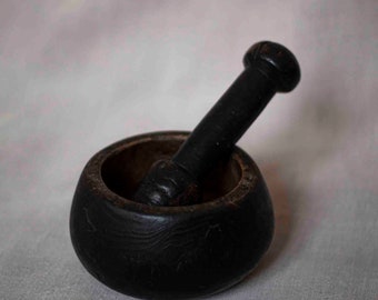 Dark Wood Pestle and Morter