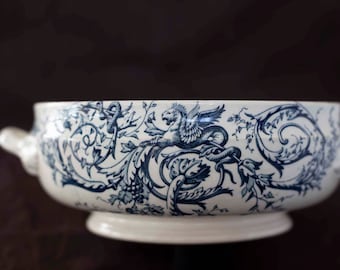 French Luneville Handled Serving Bowl