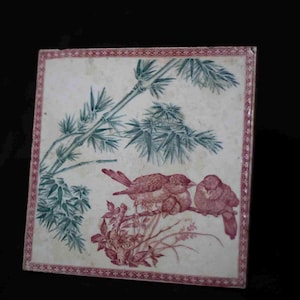French Vintage Antique  Longwy Tile