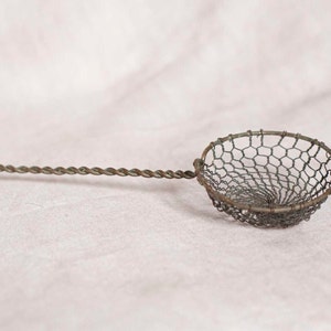 French Vintage Long Handled Wire Sieve Spoon