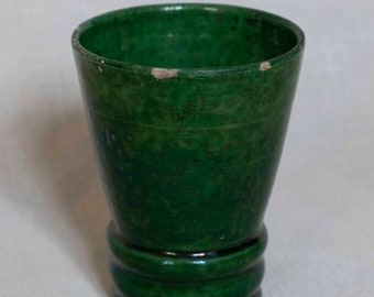 French Vintage Vase with Deep Green Glaze