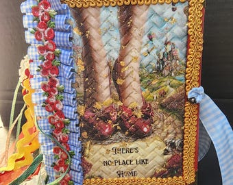 Zauberer von Oz Handmade Journal | 100 Seiten | Interaktive Ephemera | Rubinrot inspiriertes Andenken