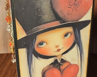 Handgemachte Dark Valentine Folio | Doppellagiger Karton | Vintages Grunge Liebes-Thema