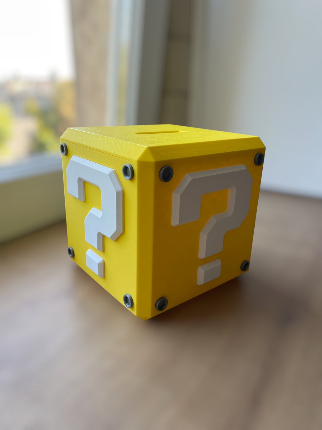 Mystery Block Piggy Bank Mario Bros Style 3D Printed Etsy