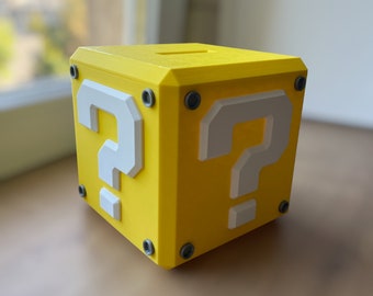 Mystery Block Piggy Bank - Stile Mario Bros - Stampato in 3D