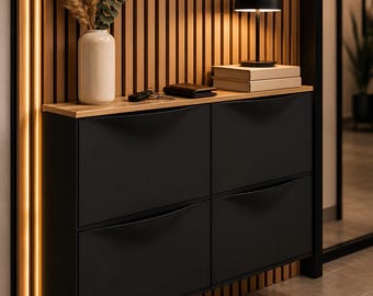 Hoogwaardig houten paneel voor IKEA Trones - Massief bovenpaneel voor IKEA Trones schoenenkasten - Eiken, beuken, bamboe en sparrenhout, naturel en geolied