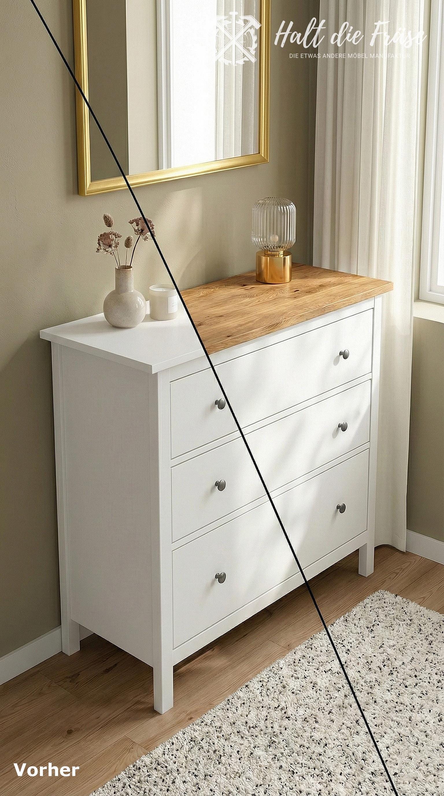 Solid Wood Top for Ikea Hemnes Dresser – Oak, Beech & More