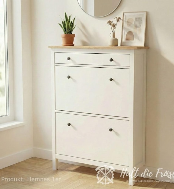 IKEA/HEMNES シューズボックス HEMNES shoe cabinet with 4 compartments white - IKEA