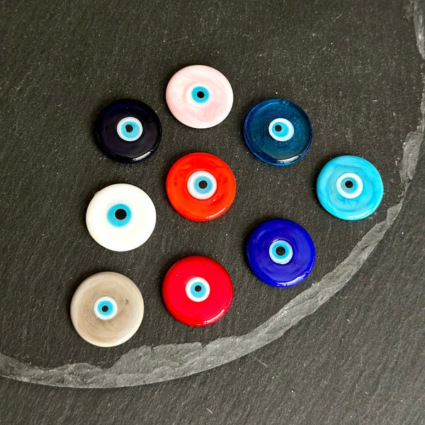Murano Glass Evil Eye Bead Cabochons, Blue Evil Eye Protection Flat Back Cabs For DIY Candle