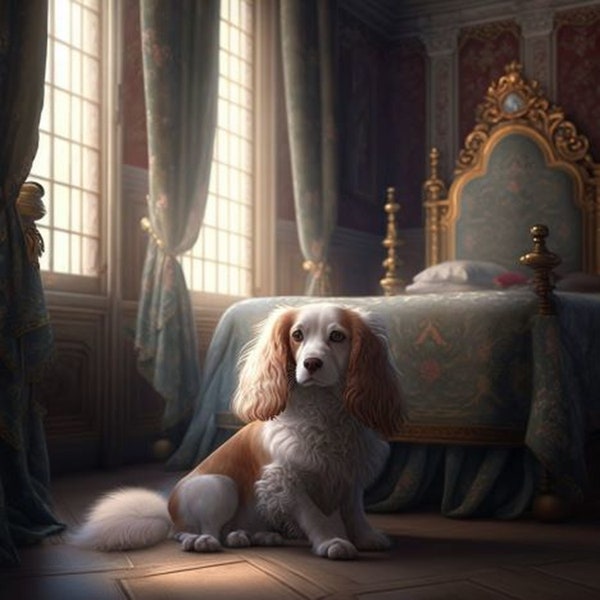 Dog from 1800 in a castle guarding the princesss room