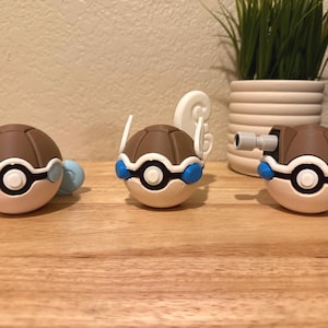Squirtle, Wartortle, and Blastoise Character Ball Evolution Set: 3D Printed PLA Collectible