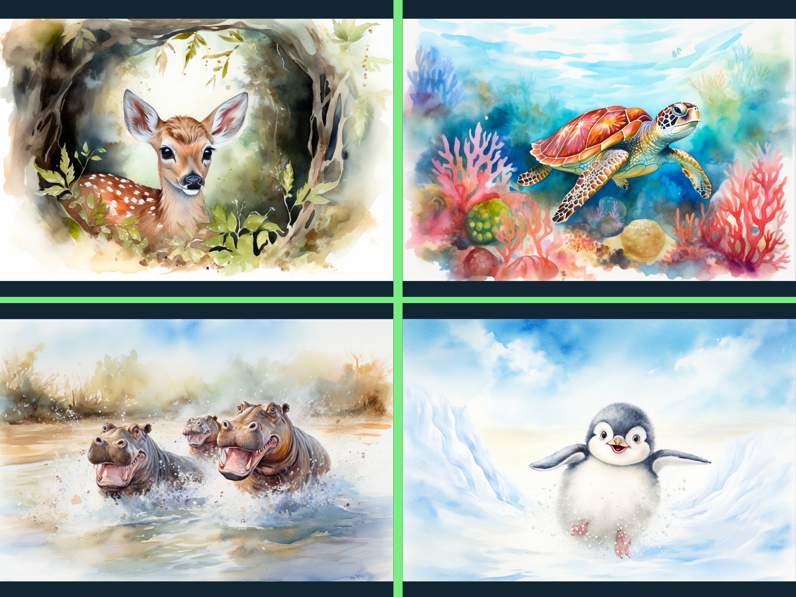 350 Midjourney Prompts for Cute Watercolor Animals Includes Bonus Tutorial & Cheat Sheet Create ...