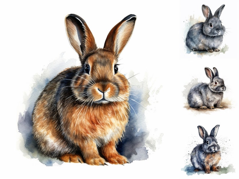 Netherland Dwarf Rabbit Digital Clipart Pack - 12 High Quality Jpgs ...