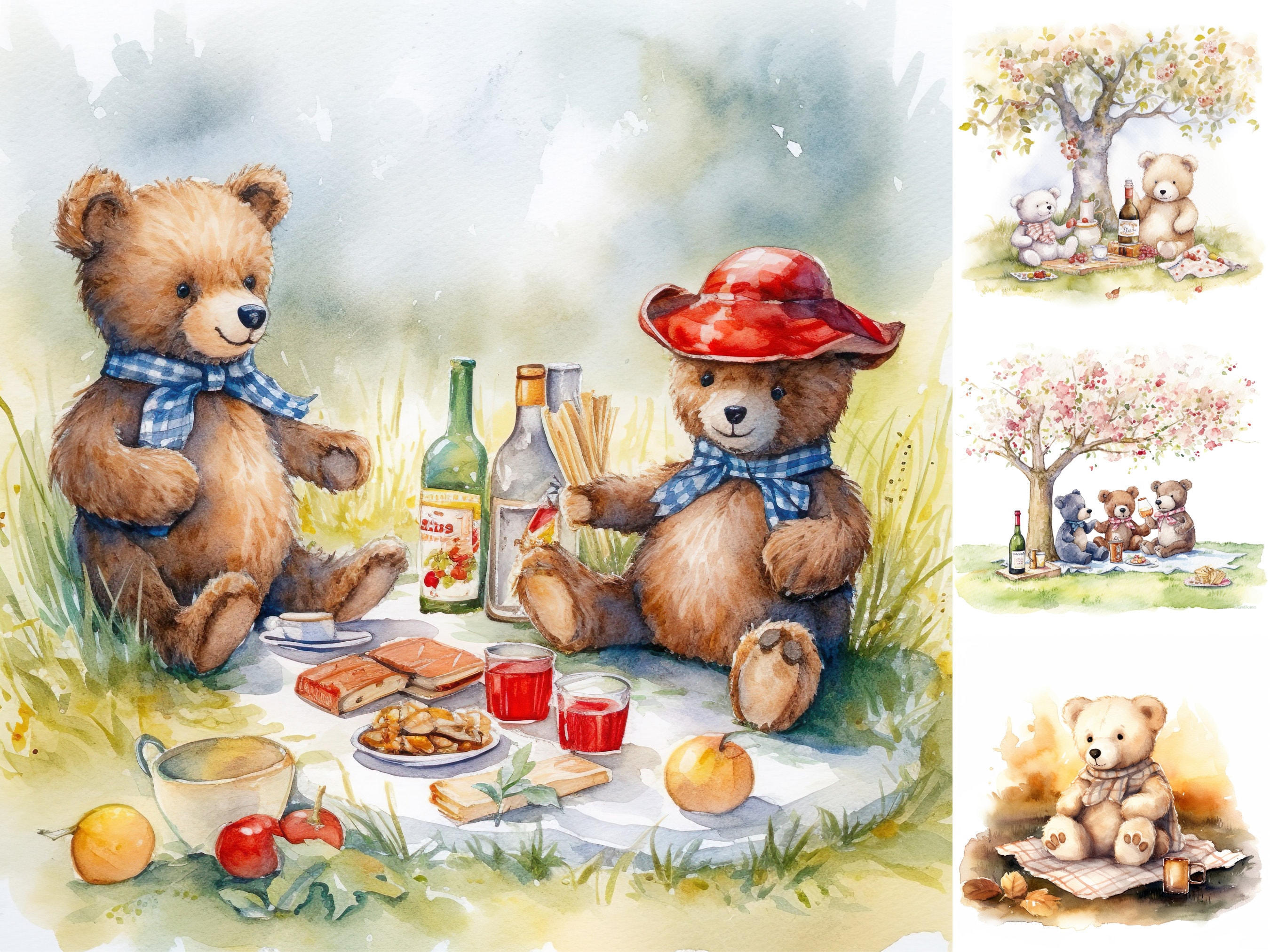 Teddy Bear Picnic Digital Clipart Pack - 12 High Quality Jpgs - Digital ...