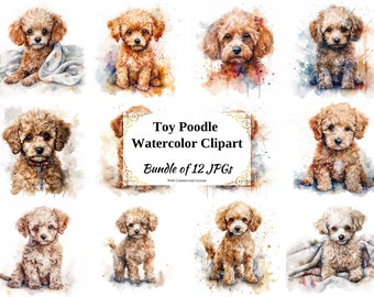 Toy Poodle Watercolor Clipart – Dog Art, Card Making (Digital Download)