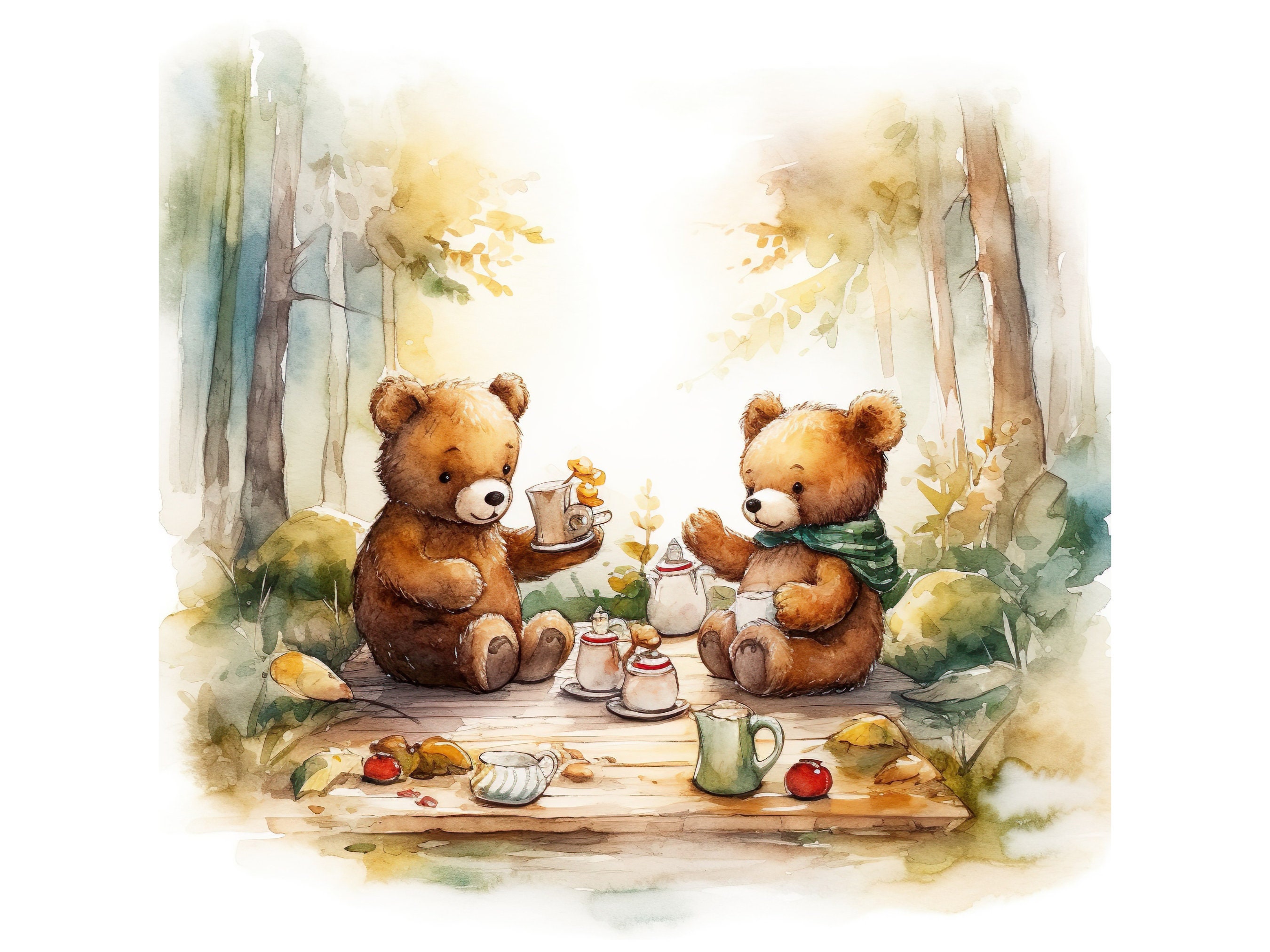 Teddy Bear Picnic Digital Clipart Pack 12 High Quality Jpgs Digital