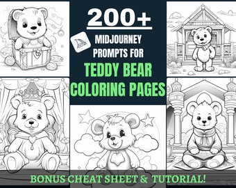 Midjourney Prompts for Teddy Bear Coloring Pages | Tutorial & Cheat Sheet