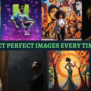 May include: A collage of images featuring women of color in various settings and styles. The images are vibrant and colorful, showcasing a range of artistic expressions.