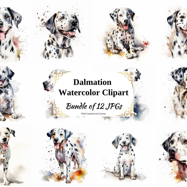 Dalmation Digital Clipart Pack - 12 High Quality JPGs - Digital Download - Card Making, Scrapbooking, Digital Paper Craft Supplies, Dog Art