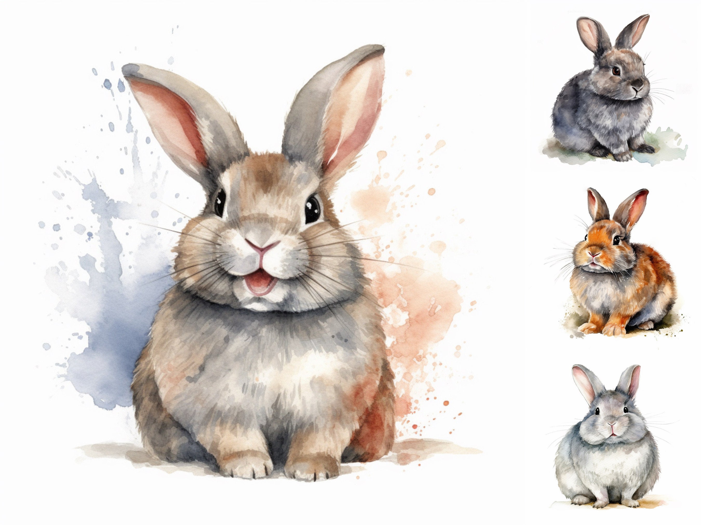 Netherland Dwarf Rabbit Digital Clipart Pack - 12 High Quality Jpgs ...