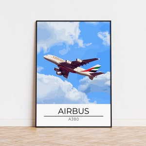 A380 Airline Poster Print, Aviation Art, Aircraft Wall Art, Pilot Gift, Airline Decor, Plane Spotter Print, Aviation Poster, Travel Gift
