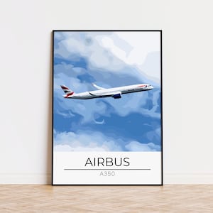 A350 Airline Poster Print, Aviation Art, Aircraft Wall Art, Pilot Gift, Airline Decor, Plane Spotter Print, Aviation Poster, Travel Gift