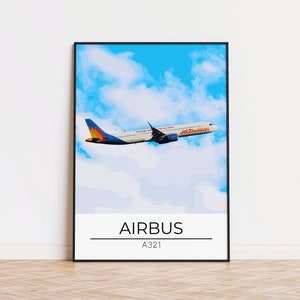 A321 Airline Poster Print, Aviation Art, Aircraft Wall Art, Pilot Gift, Airline Decor, Plane Spotter Print, Aviation Poster, Travel Gift