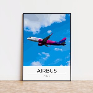 A320 Airline Poster Print, Aviation Art, Aircraft Wall Art, Pilot Gift, Airline Decor, Plane Spotter Print, Aviation Poster, Travel Gift