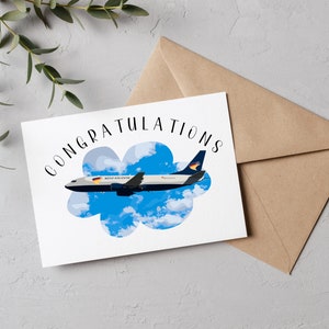 Congratulations Plane Card| B737 Aviation Card| Airline Card| Cabin Crew Airplane Pilot Card| Aircraft Engineer Card| New Job| Promotion